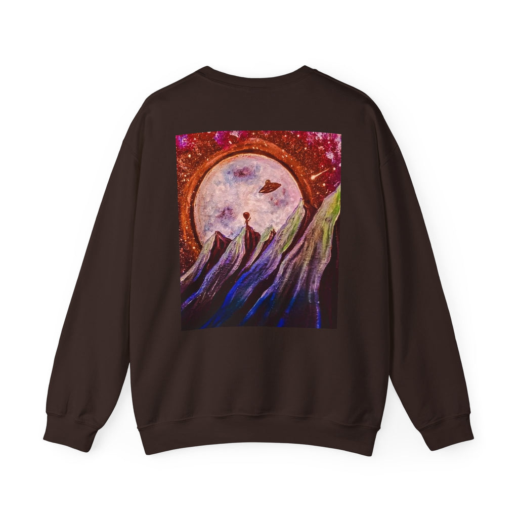 Cosmic Adventure Crewneck Sweatshirt - Unisex Heavy Blend, Galaxy Art, Starry Night Fashion, Space Lover Gift, Cozy Casual Wear
