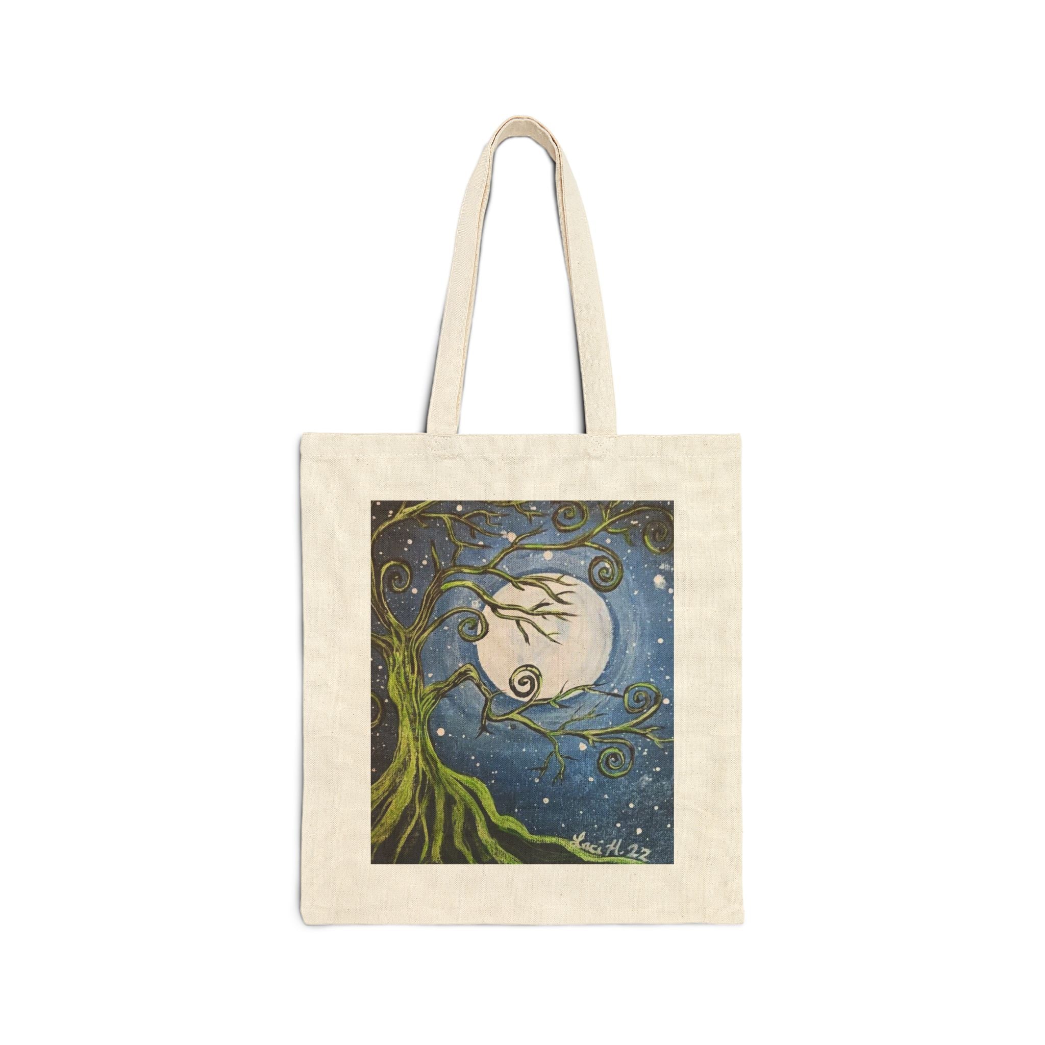 Tote Bag — Whimsical Moonlit Tree Art Canvas Tote