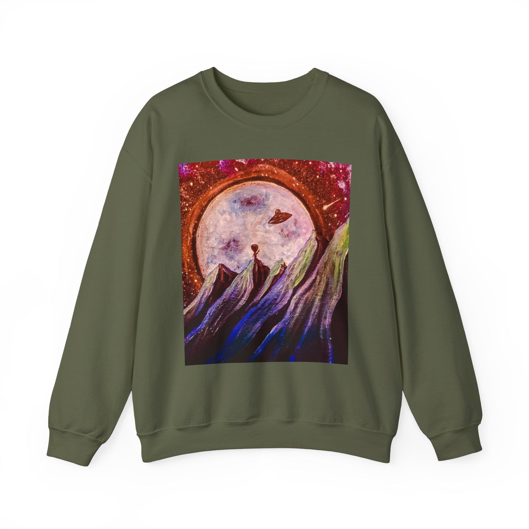 Cosmic Adventure Crewneck Sweatshirt - Unisex Heavy Blend, Galaxy Art, Starry Night Fashion, Space Lover Gift, Cozy Casual Wear