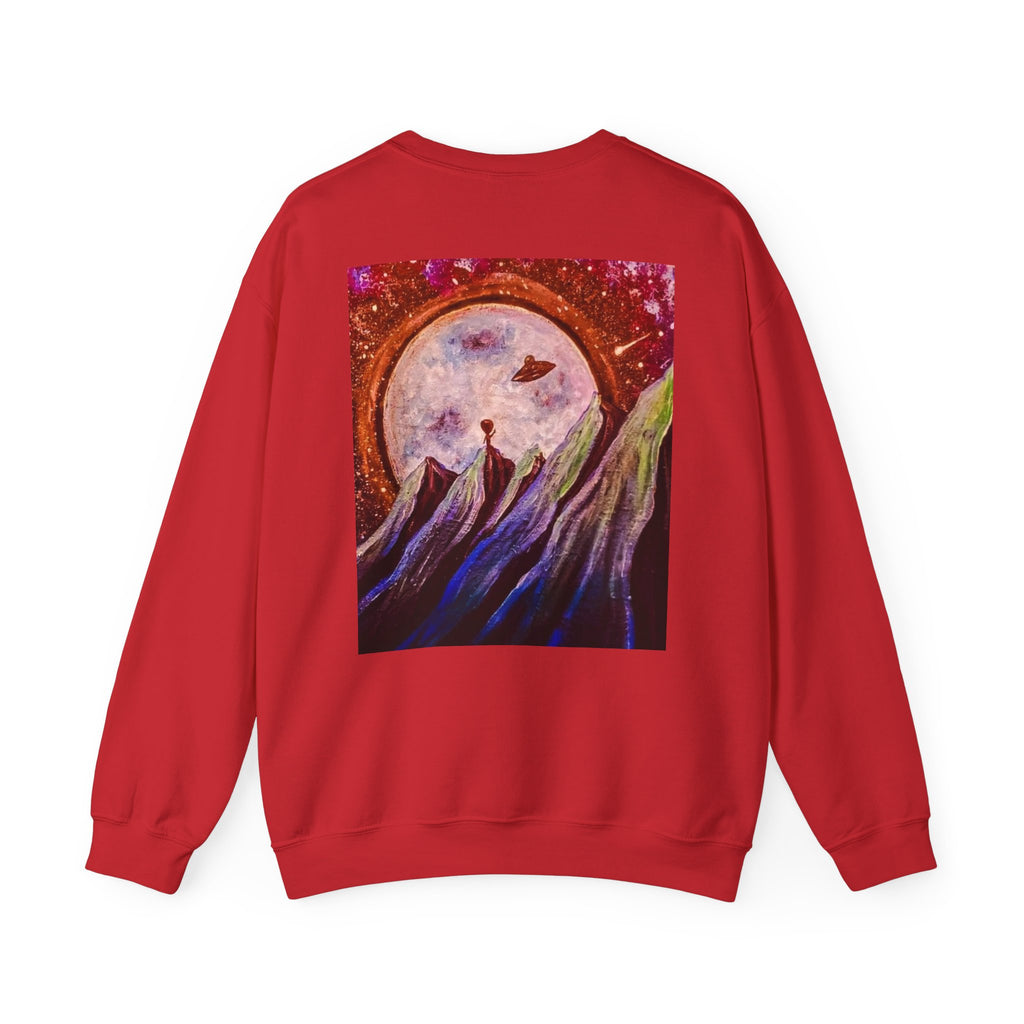 Cosmic Adventure Crewneck Sweatshirt - Unisex Heavy Blend, Galaxy Art, Starry Night Fashion, Space Lover Gift, Cozy Casual Wear