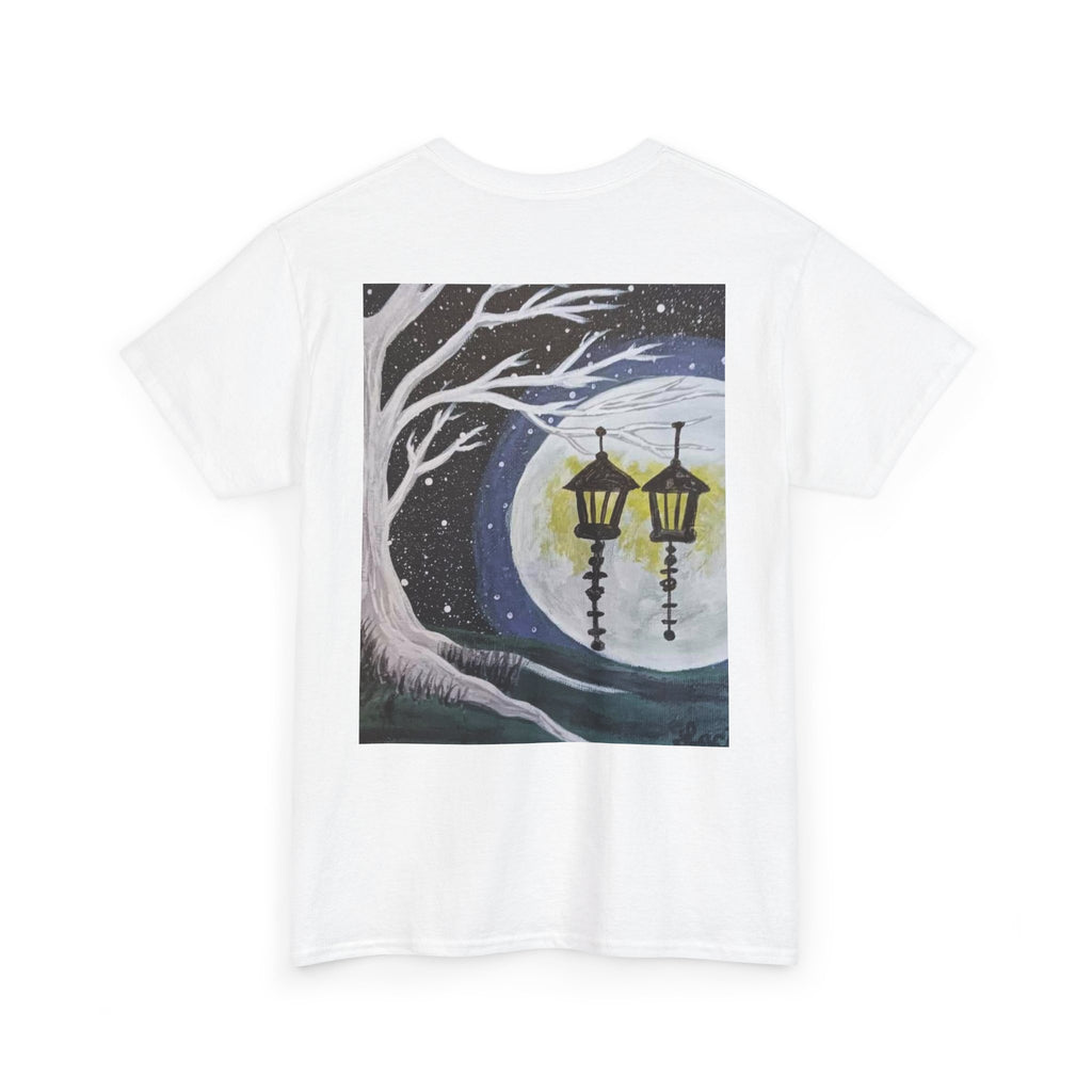 Ethereal Moonlight Tee, Unisex Heavy Cotton Tee, Night Sky Shirt, Nature Lover Apparel, Mystic Tree Top, Gift for Stargazers
