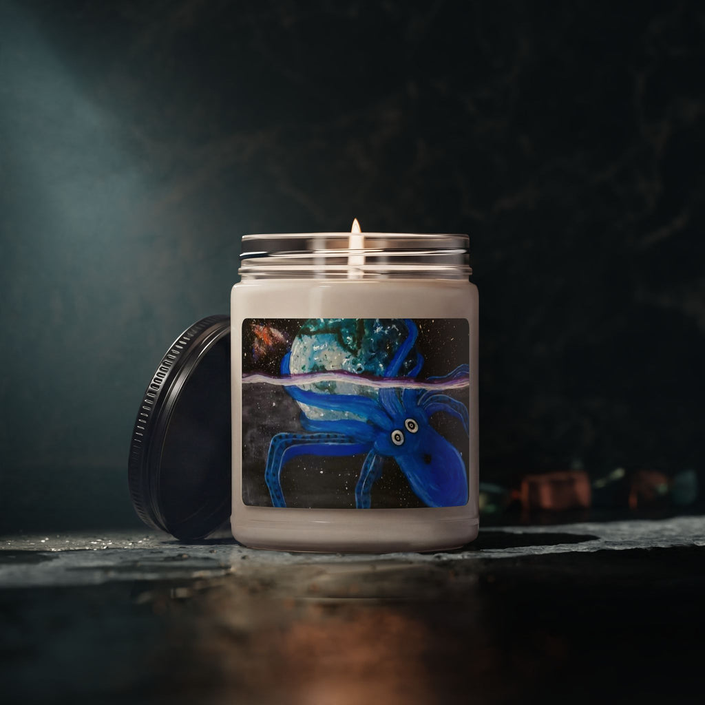 Blue Octopus Scented Soy Candle — 9oz Ocean-Inspired Jar Candle