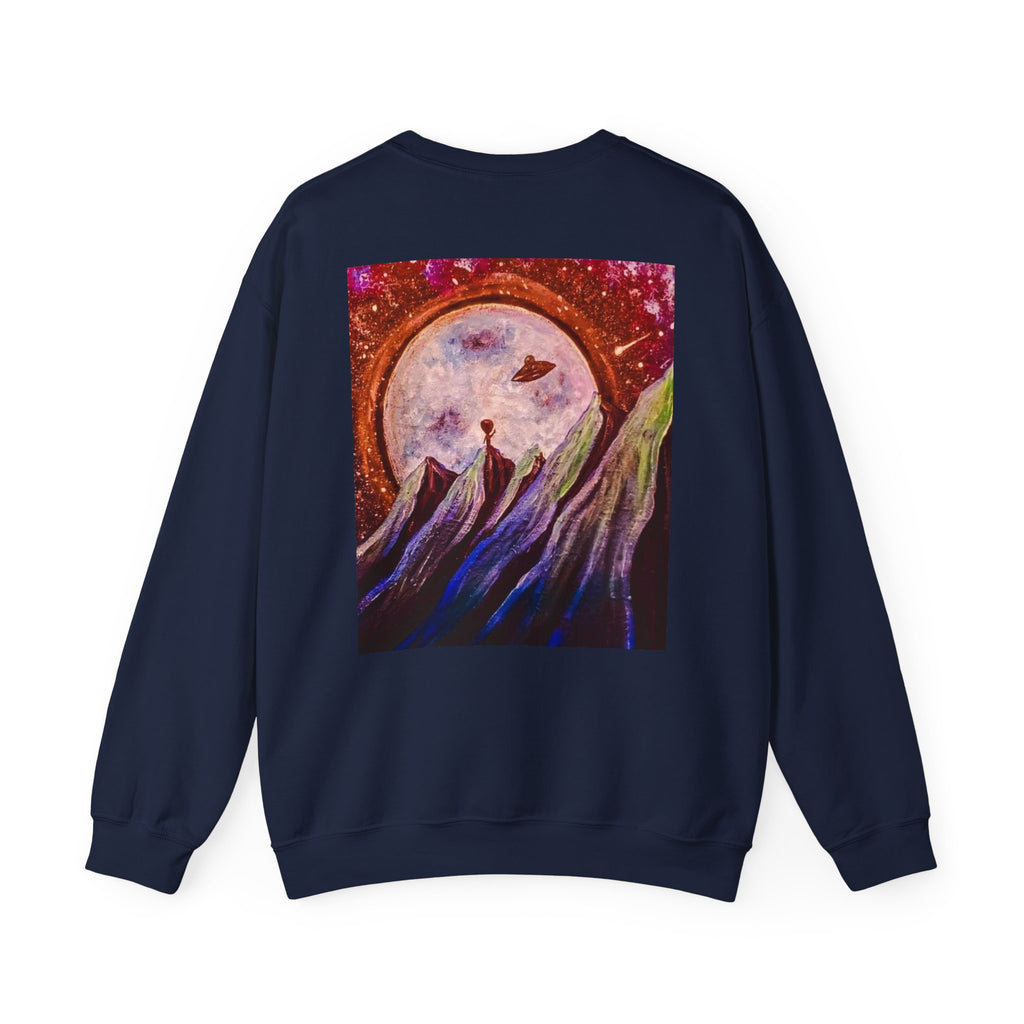 Cosmic Adventure Crewneck Sweatshirt - Unisex Heavy Blend, Galaxy Art, Starry Night Fashion, Space Lover Gift, Cozy Casual Wear