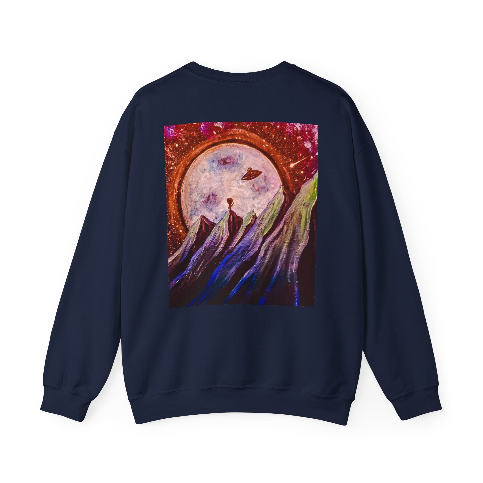 Cosmic Adventure Crewneck Sweatshirt - Unisex Heavy Blend, Galaxy Art, Starry Night Fashion, Space Lover Gift, Cozy Casual Wear