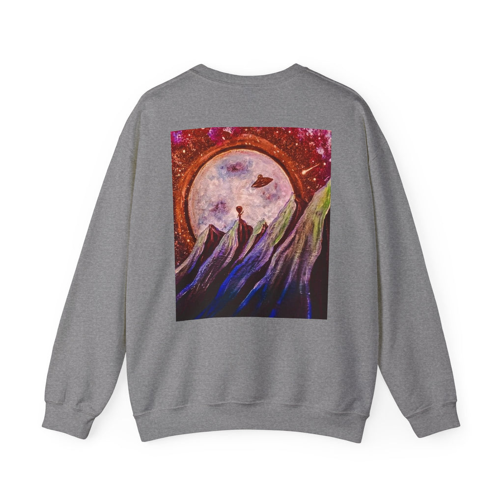 Cosmic Adventure Crewneck Sweatshirt - Unisex Heavy Blend, Galaxy Art, Starry Night Fashion, Space Lover Gift, Cozy Casual Wear