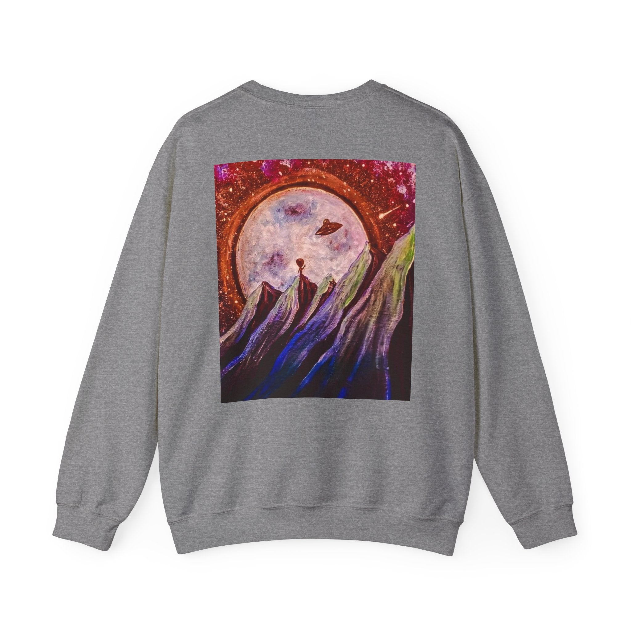 Cosmic Adventure Crewneck Sweatshirt - Unisex Heavy Blend, Galaxy Art, Starry Night Fashion, Space Lover Gift, Cozy Casual Wear