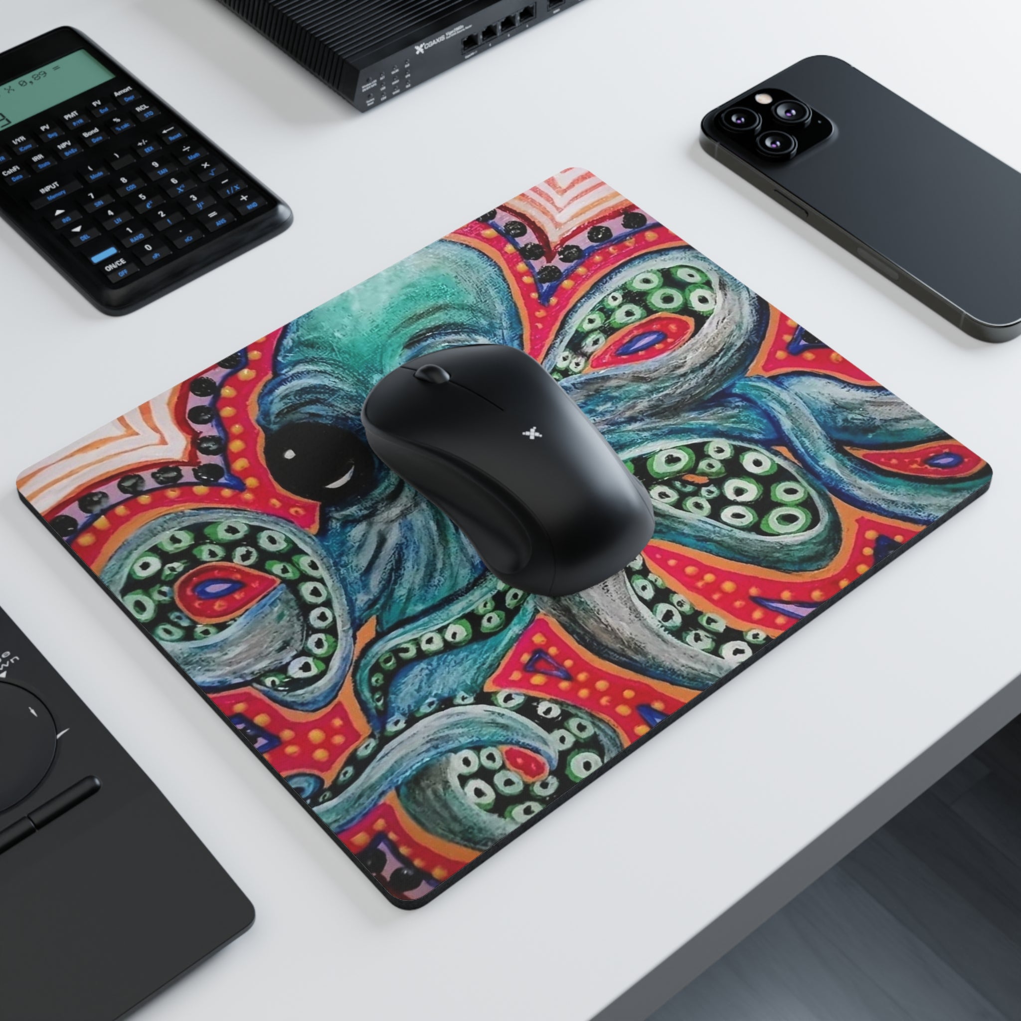 Octopus Art Mouse Pad — Colorful Whimsical Sea Creature Desk Mat