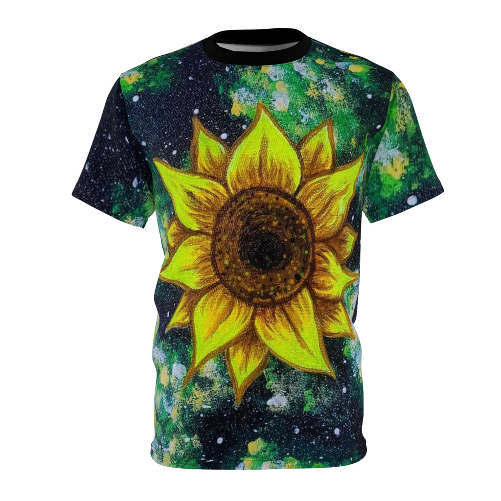 Sunflower Galaxy Unisex Tee, Nature Lover Shirt, Aesthetic Graphic T-shirt, Gift for Friends, Festival Apparel, Summer Style