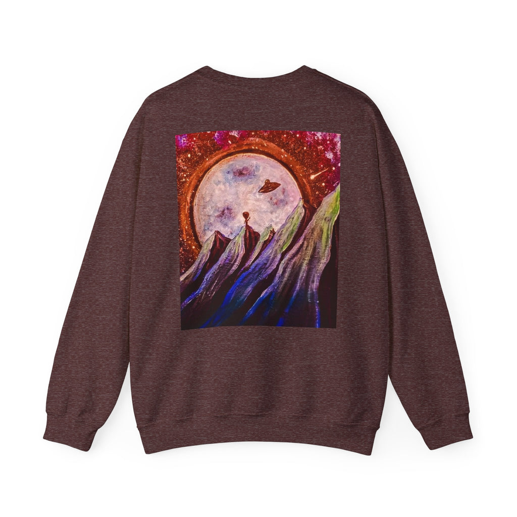 Cosmic Adventure Crewneck Sweatshirt - Unisex Heavy Blend, Galaxy Art, Starry Night Fashion, Space Lover Gift, Cozy Casual Wear