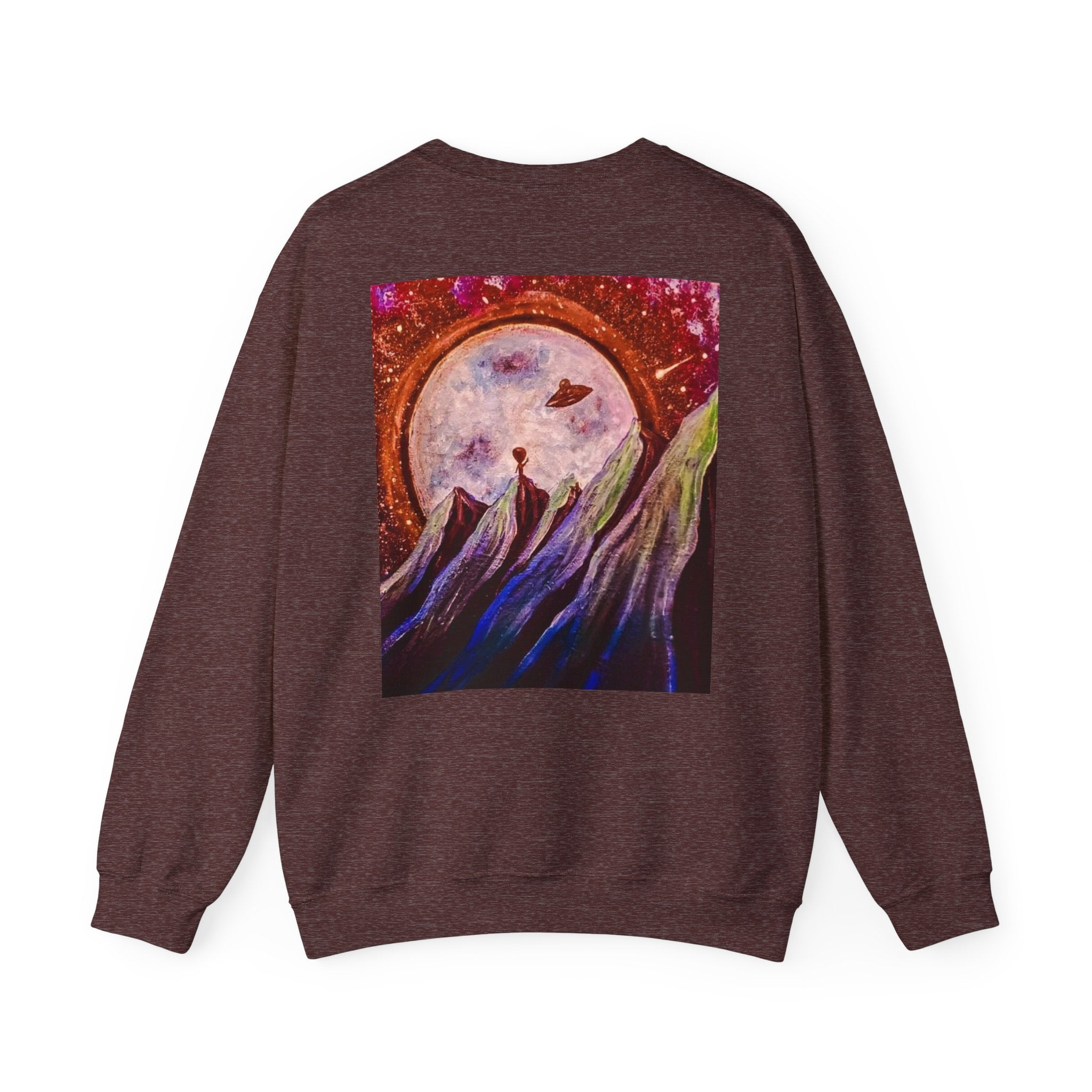 Cosmic Adventure Crewneck Sweatshirt - Unisex Heavy Blend, Galaxy Art, Starry Night Fashion, Space Lover Gift, Cozy Casual Wear