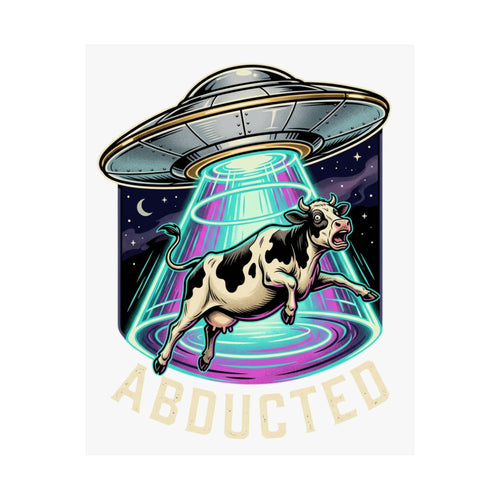 Abducted Cow Matte Poster — Funny UFO Alien Art Print