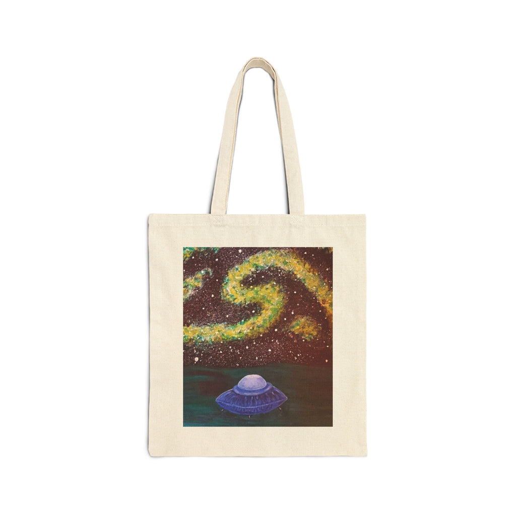 Tote Bag — Cosmic Swirl UFO Canvas Tote (Galaxy, Night Sky Art)