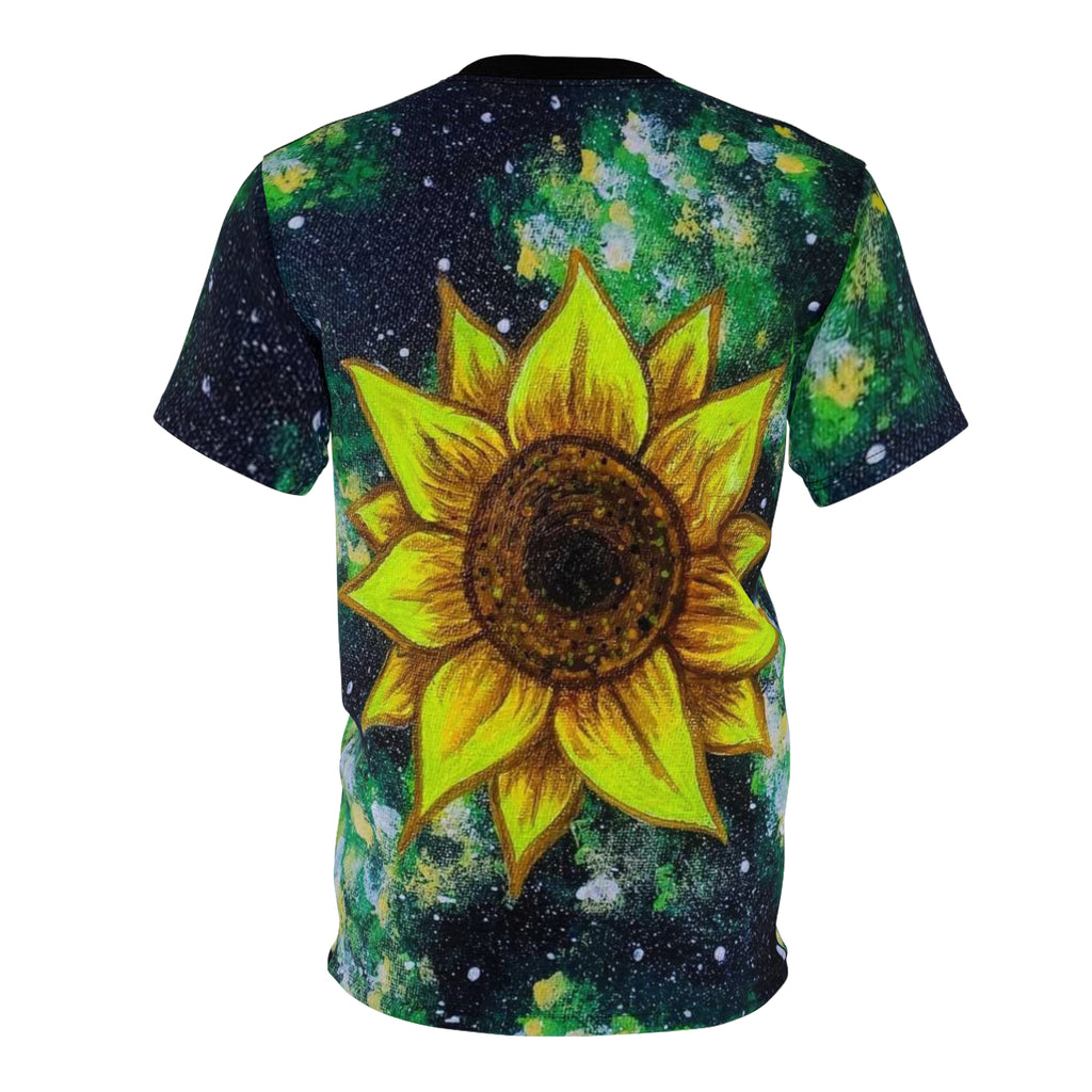 Sunflower Galaxy Unisex Tee, Nature Lover Shirt, Aesthetic Graphic T-shirt, Gift for Friends, Festival Apparel, Summer Style