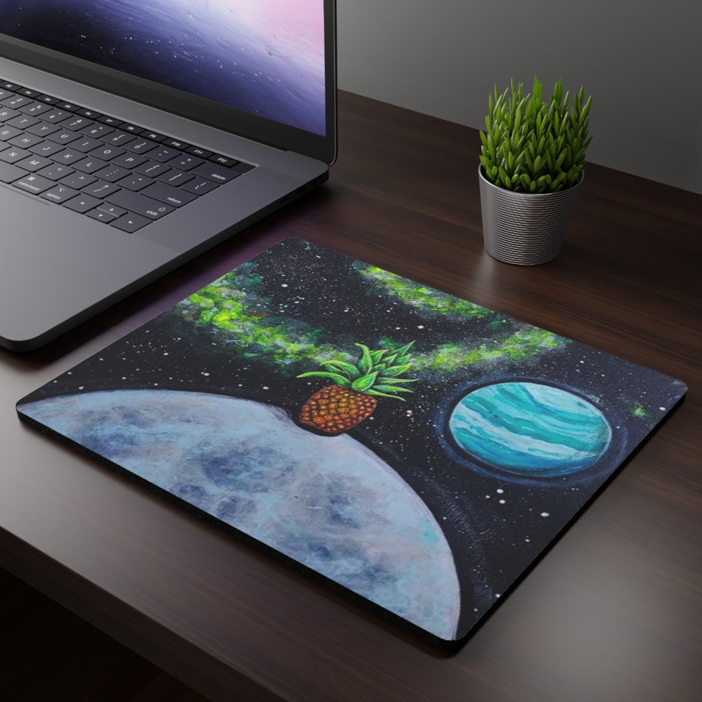 Pineapple Planet Mouse Pad — Space Art Rectangular Desk Mat