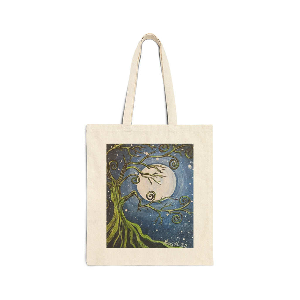 Tote Bag — Whimsical Moonlit Tree Art Canvas Tote