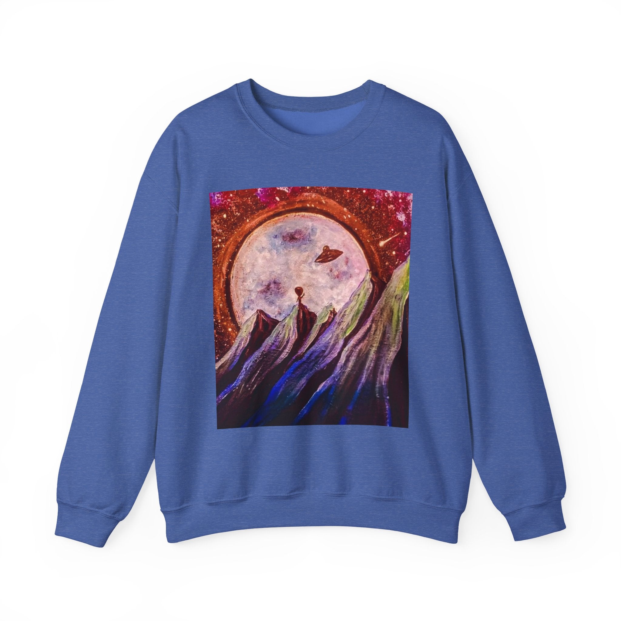 Cosmic Adventure Crewneck Sweatshirt - Unisex Heavy Blend, Galaxy Art, Starry Night Fashion, Space Lover Gift, Cozy Casual Wear