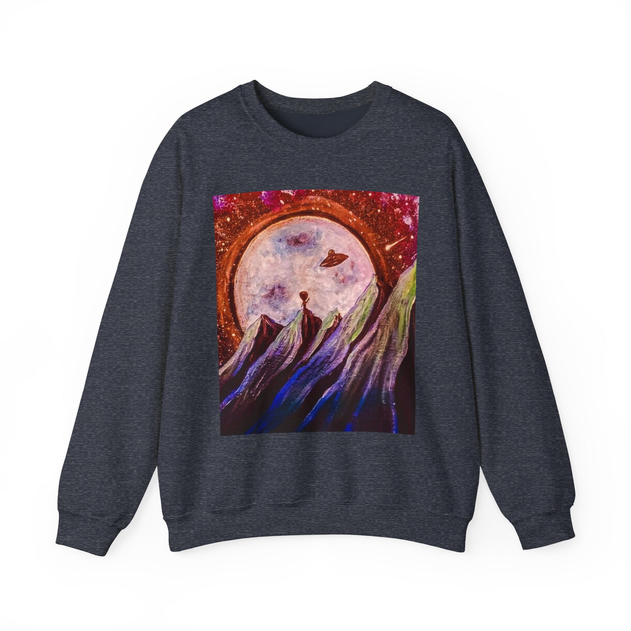 Cosmic Adventure Crewneck Sweatshirt - Unisex Heavy Blend, Galaxy Art, Starry Night Fashion, Space Lover Gift, Cozy Casual Wear