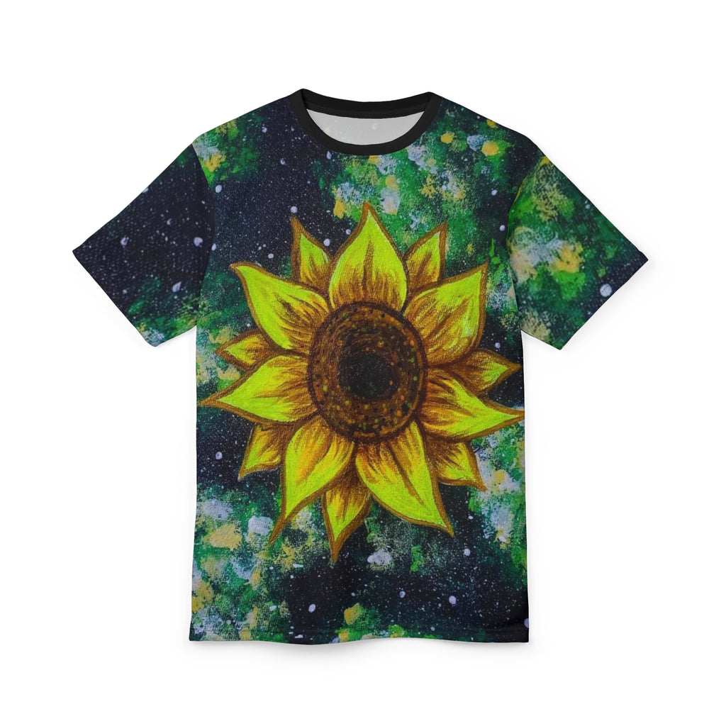 Sunflower Galaxy Unisex Tee, Nature Lover Shirt, Aesthetic Graphic T-shirt, Gift for Friends, Festival Apparel, Summer Style
