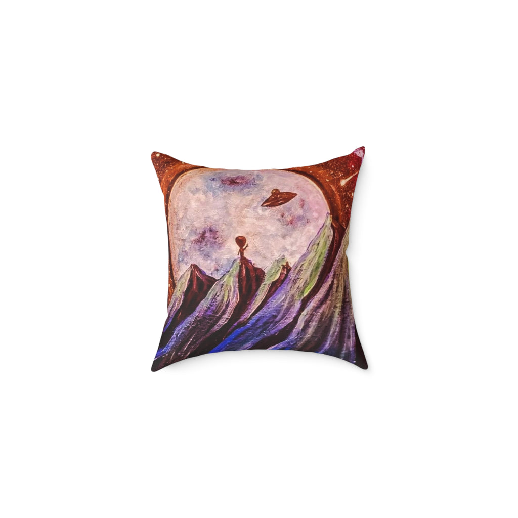 Cosmic Voyager Pillow — Abstract Space Art Square Throw Pillow