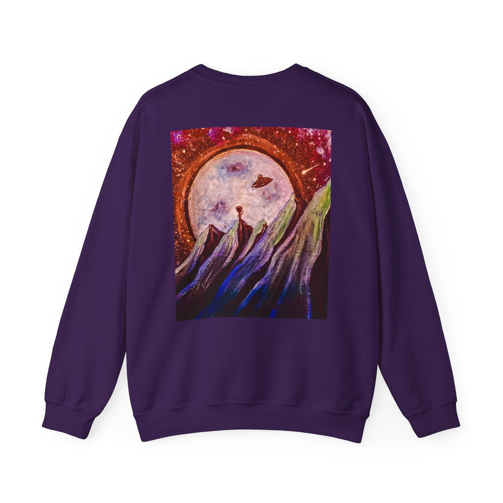 Cosmic Adventure Crewneck Sweatshirt - Unisex Heavy Blend, Galaxy Art, Starry Night Fashion, Space Lover Gift, Cozy Casual Wear