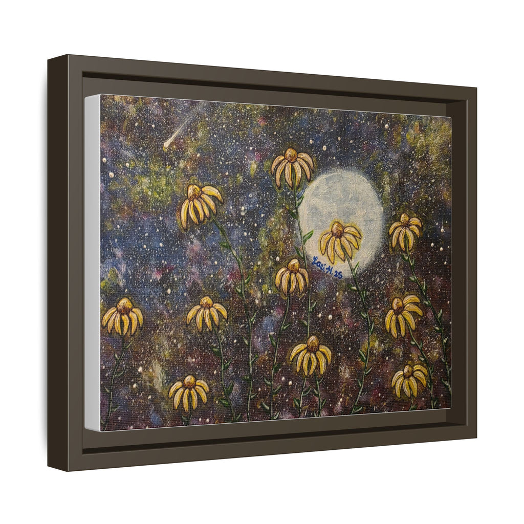 Framed Matte Canvas Print — Moonlit Black-Eyed Susans Art