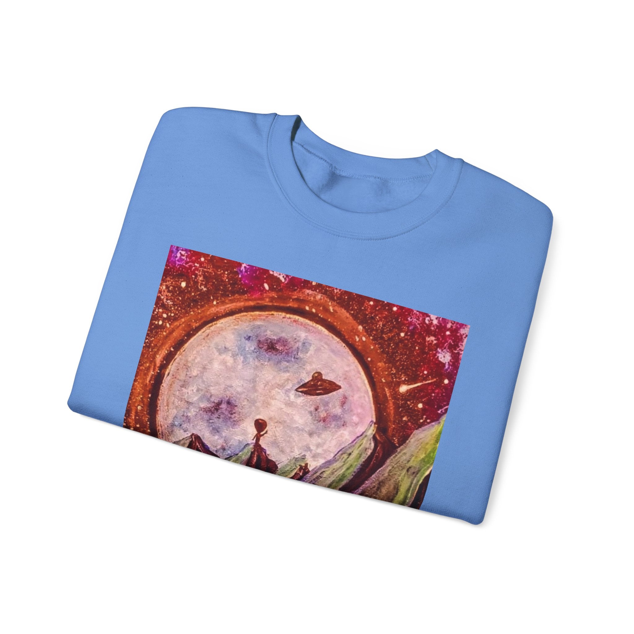 Cosmic Adventure Crewneck Sweatshirt - Unisex Heavy Blend, Galaxy Art, Starry Night Fashion, Space Lover Gift, Cozy Casual Wear