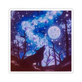 Wolf Howl Night Sky Sticker — Moonlit Galaxy Kiss-Cut Vinyl
