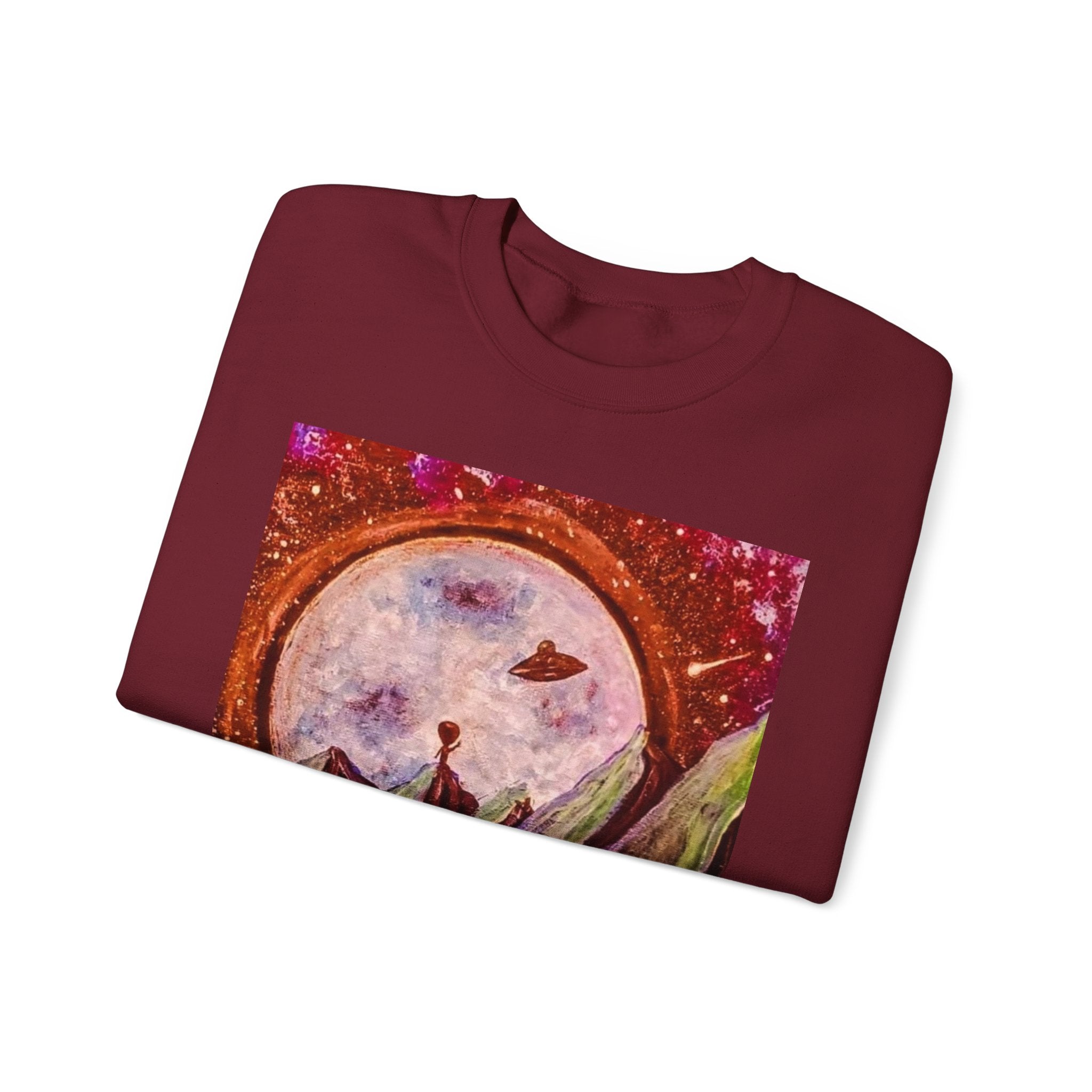 Cosmic Adventure Crewneck Sweatshirt - Unisex Heavy Blend, Galaxy Art, Starry Night Fashion, Space Lover Gift, Cozy Casual Wear