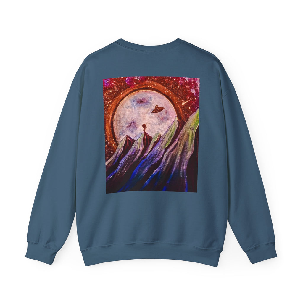 Cosmic Adventure Crewneck Sweatshirt - Unisex Heavy Blend, Galaxy Art, Starry Night Fashion, Space Lover Gift, Cozy Casual Wear
