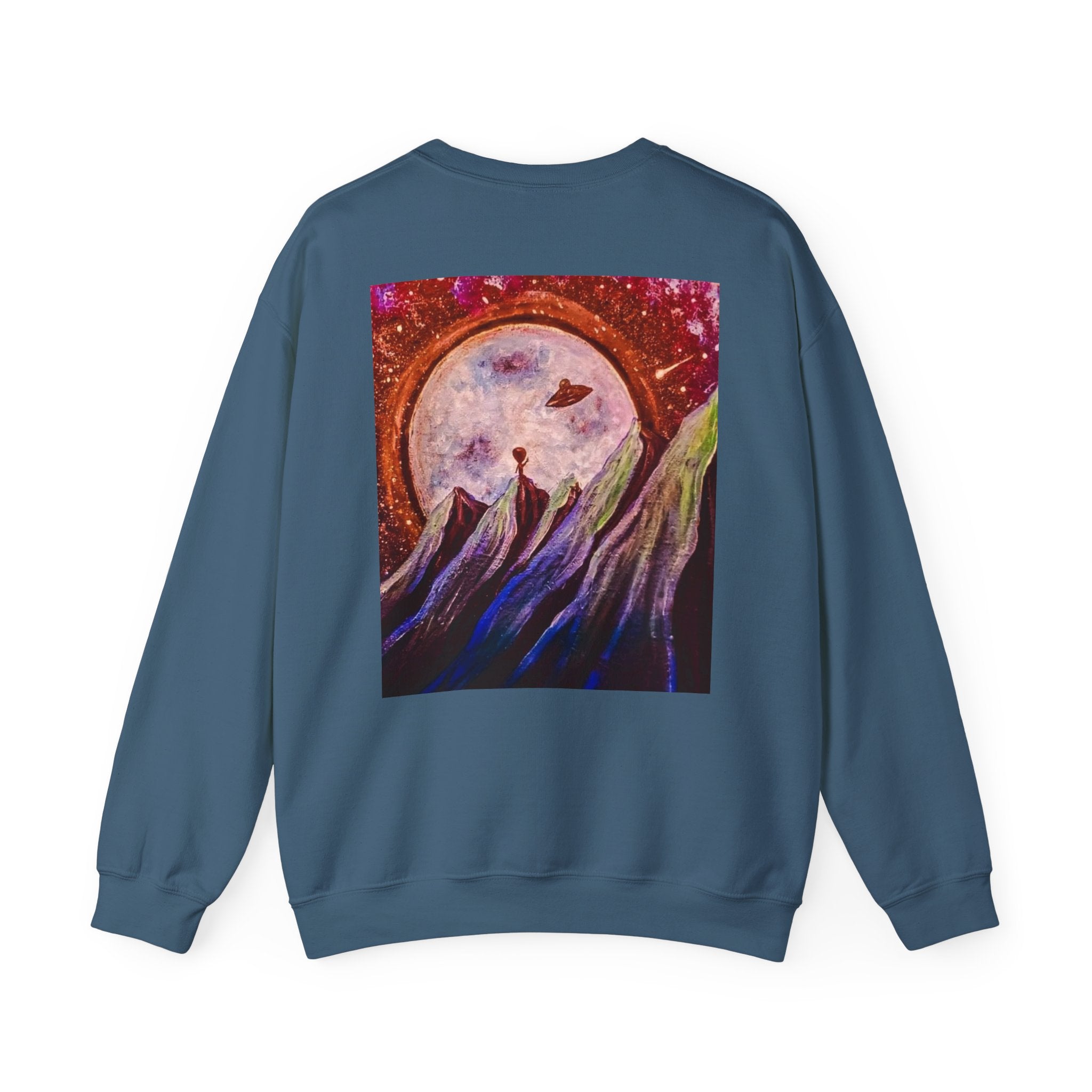 Cosmic Adventure Crewneck Sweatshirt - Unisex Heavy Blend, Galaxy Art, Starry Night Fashion, Space Lover Gift, Cozy Casual Wear