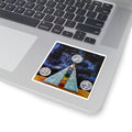 Chakra Pyramid Moonlight Kiss-Cut Sticker — Spiritual Energy, Cosmic Galaxy Design