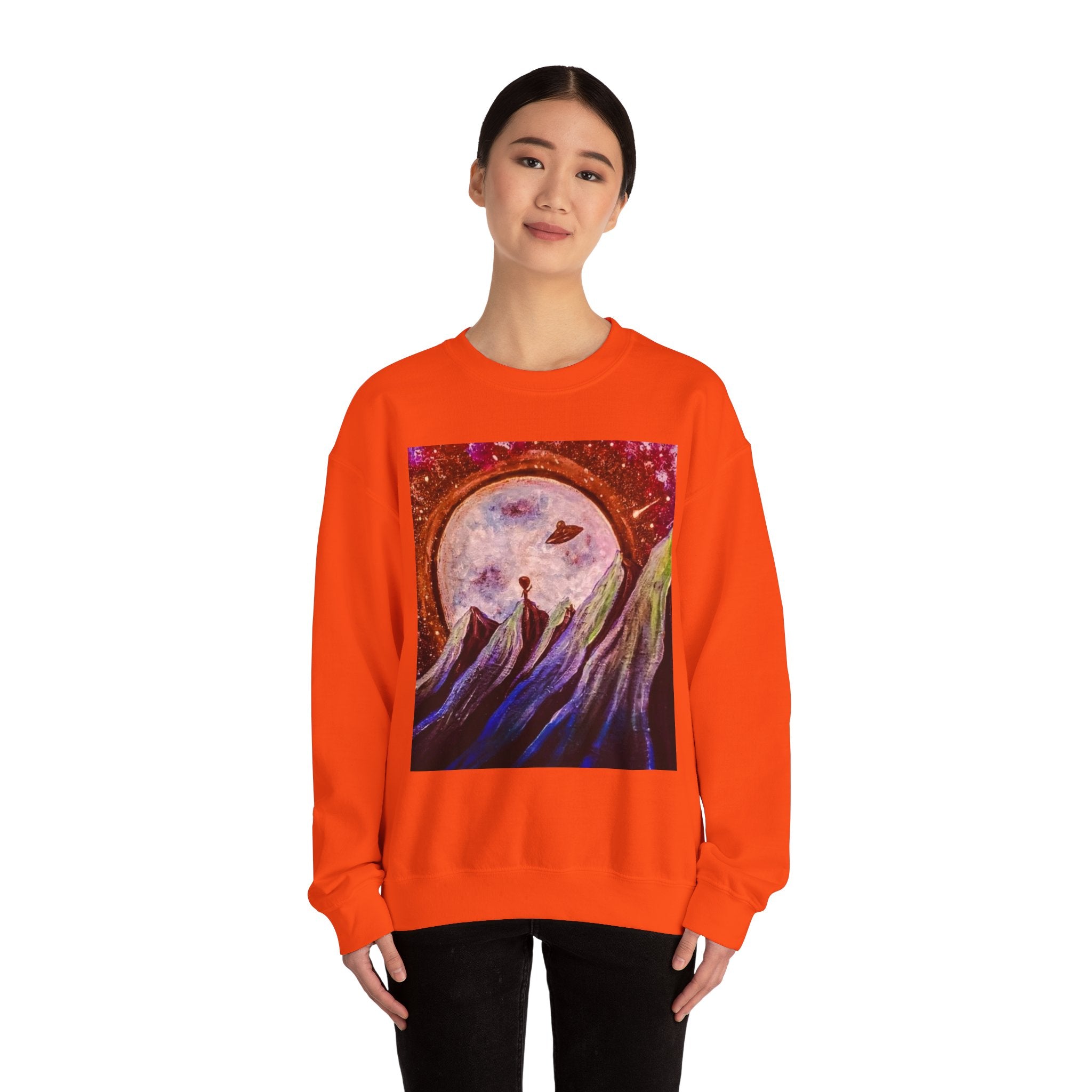 Cosmic Adventure Crewneck Sweatshirt - Unisex Heavy Blend, Galaxy Art, Starry Night Fashion, Space Lover Gift, Cozy Casual Wear