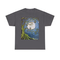 Ethereal Moonlight Tee, Unisex Heavy Cotton Tee, Night Sky Shirt, Nature Lover Apparel, Mystic Tree Top, Gift for Stargazers
