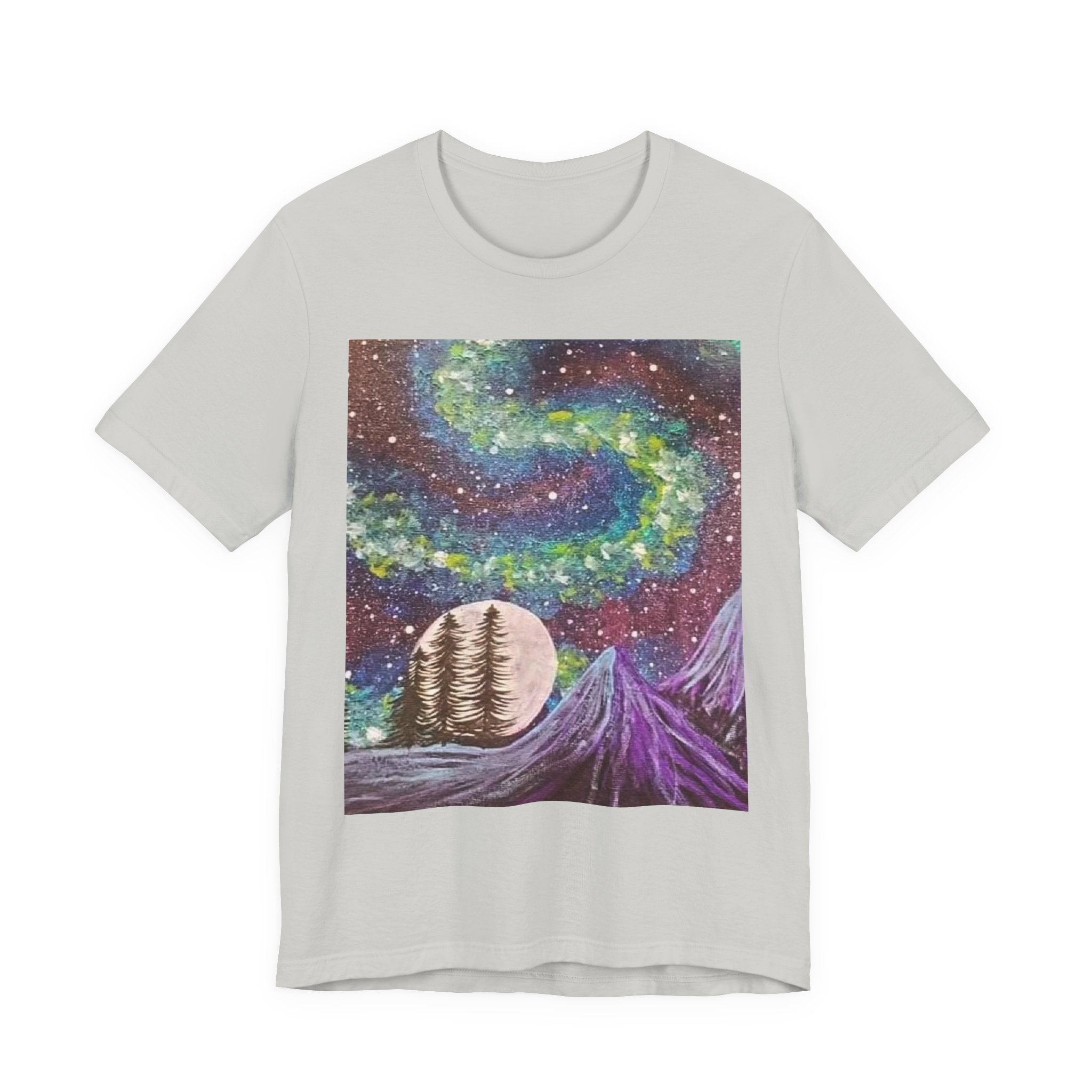 Galactic Landscape Tee, Cosmic Art T-Shirt, Unisex Graphic Shirt, Nature Lover Gift, Starry Night Top