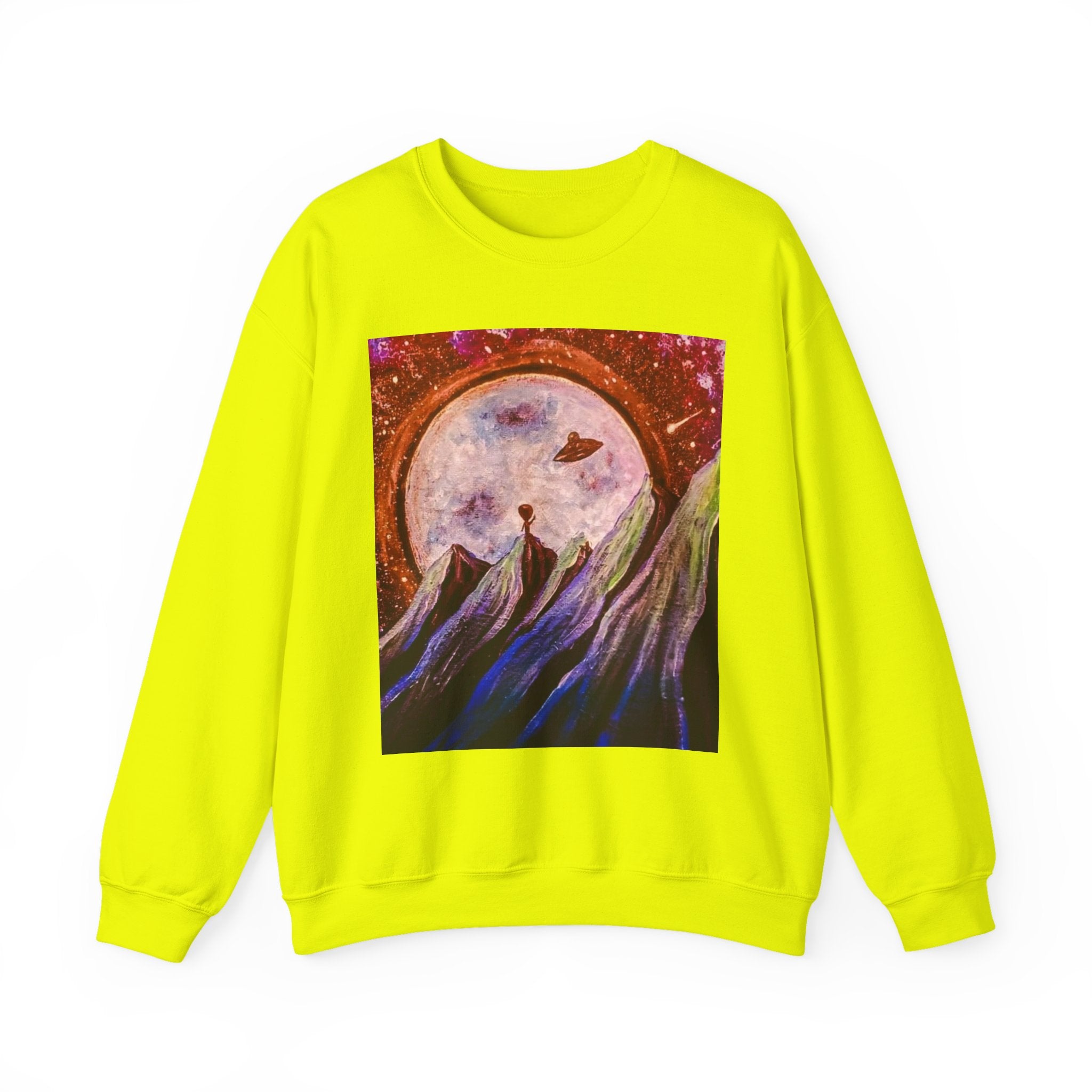 Cosmic Adventure Crewneck Sweatshirt - Unisex Heavy Blend, Galaxy Art, Starry Night Fashion, Space Lover Gift, Cozy Casual Wear